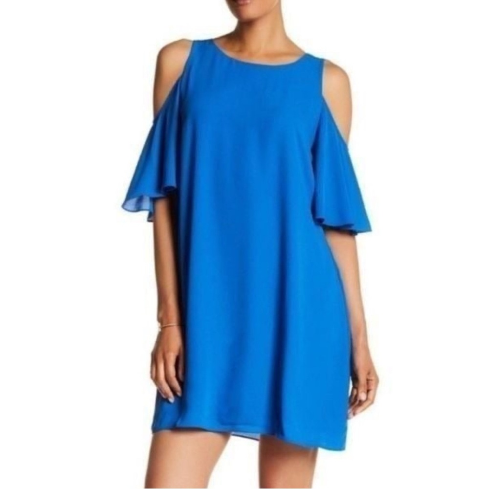 Chelsea28 Vibrant Blue V-Neck Dress Small